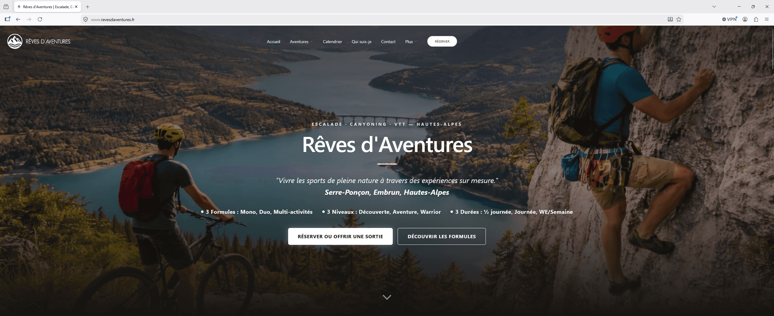 Projet web Rêves d'Aventures réalisé dans les Hautes-Alpes